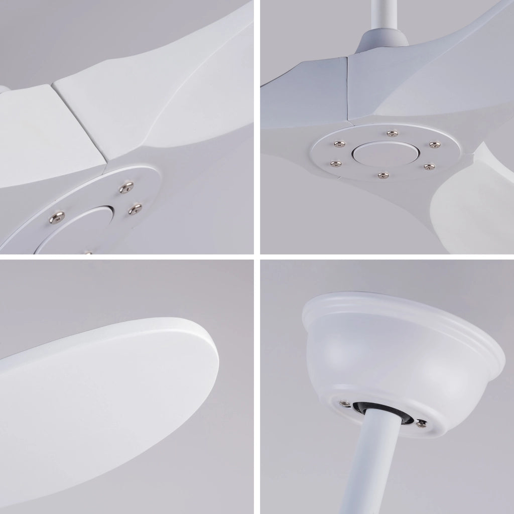 Ventilatore da soffitto da 70" bianco con 3 pale in legno e telecomando