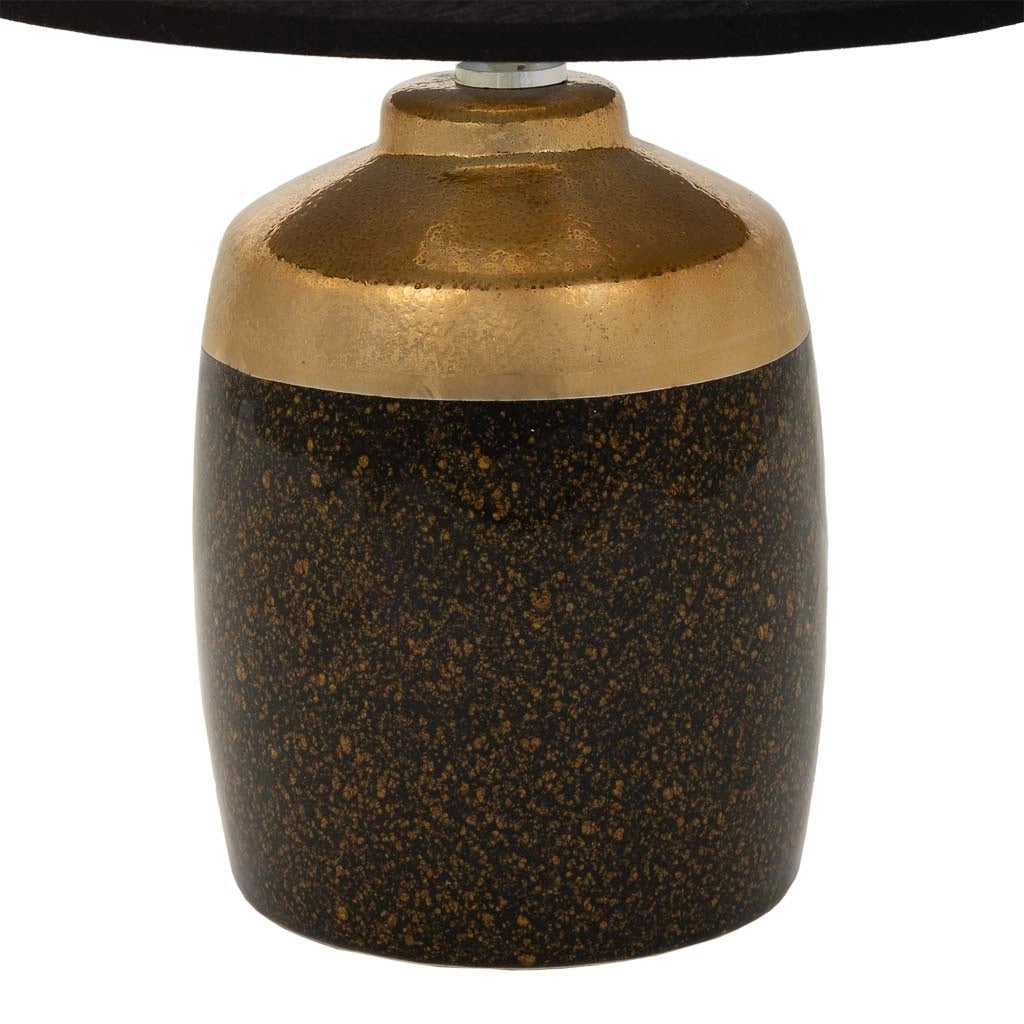 Lampada da tavolo in ceramica nera e oro, 13,5x13,5x24,5 cm