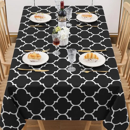 Tappeto da tavolo lavabile, rettangolare, 100 x 140 cm, copri tavolo, impermeabile all'acqua, effetto lotus, tovaglie da tavolo marocchine, impermeabili, tappeto da tavolo lavabile per esterni, per feste, cucina, nero