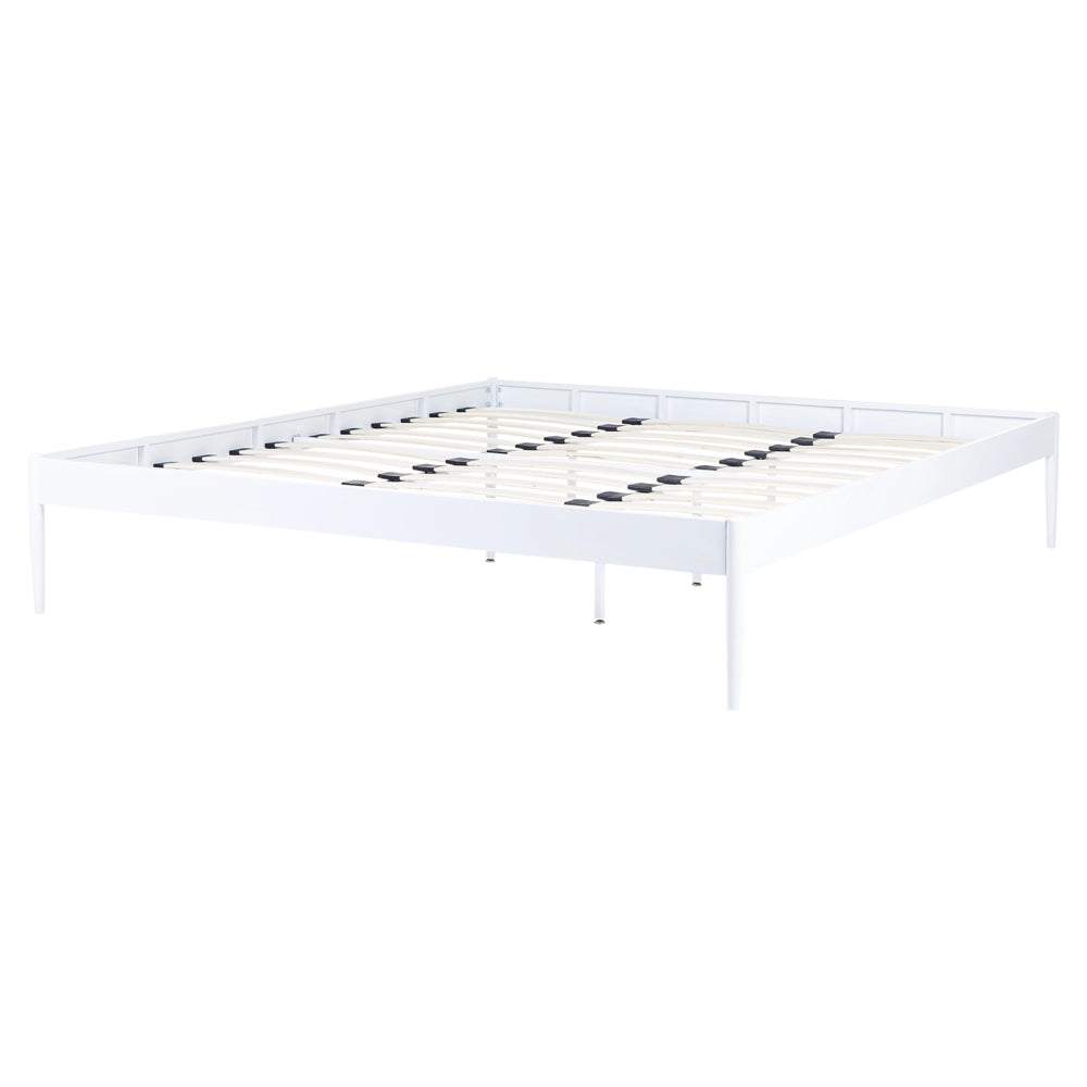 Letto matrimoniale con rete a doghe in metallo bianco 180 x 200 cm stile moderno industriale