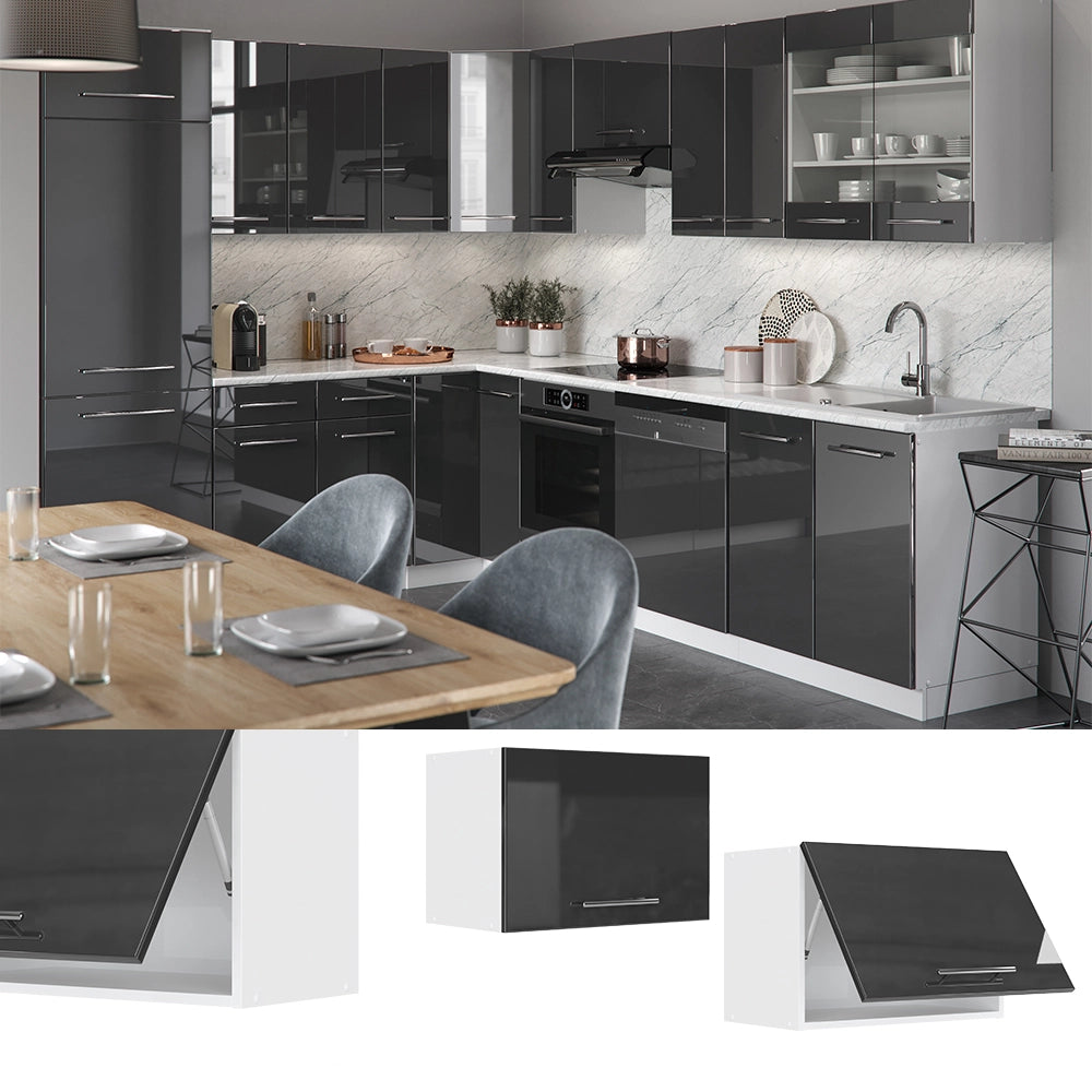 Vicco Pensile da cucina Antracite lucido 60 cm Piatto