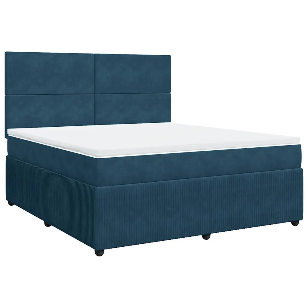 Giroletto a Molle con Materasso Blu Scuro 180x200 cm in Velluto