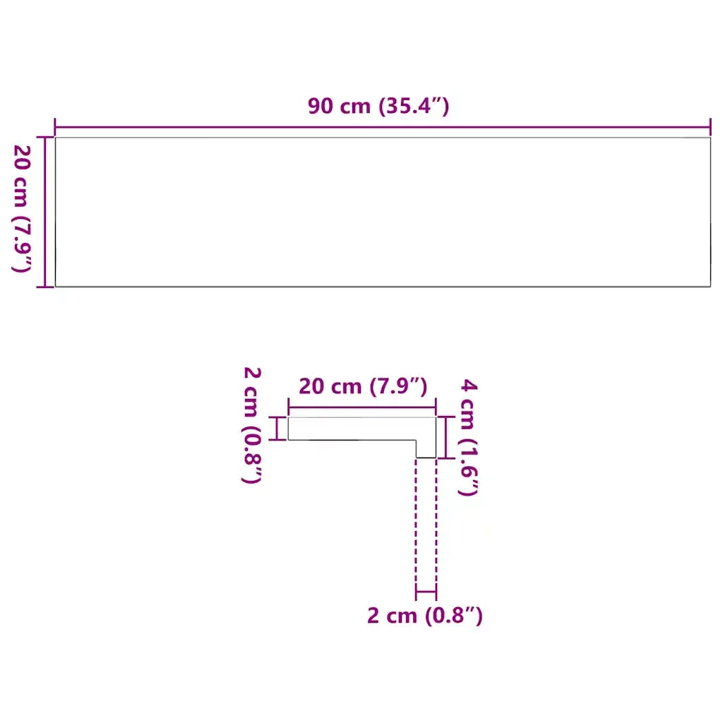 Davanzali 2 pz Marrone Scuro 90x20x2 cm Legno Massello Rovere 4009175