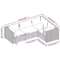 Set Divani da Giardino 4 pz con Cuscini in Polyrattan Nero cod mxl 42283