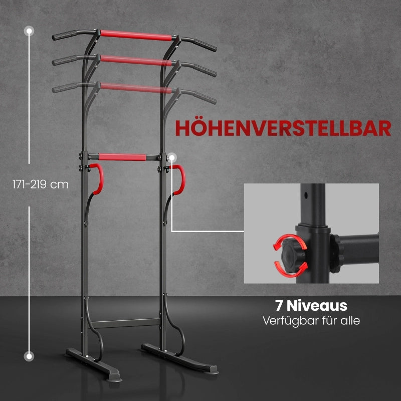 Power tower regolabile in altezza con barra per trazioni e ventose: una palestra domestica completa.
