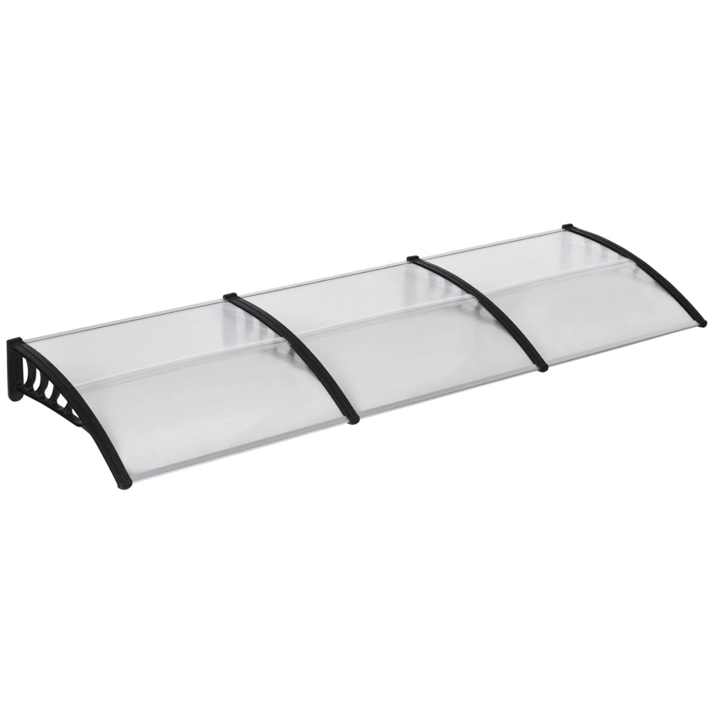 Tettoia in Policarbonato e Alluminio per Balconi 303x96x27 cm Finestre e Porte Nero e Trasparente