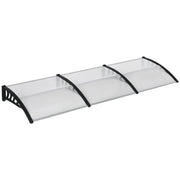 Tettoia in Policarbonato e Alluminio per Balconi 303x96x27 cm Finestre e Porte Nero e Trasparente