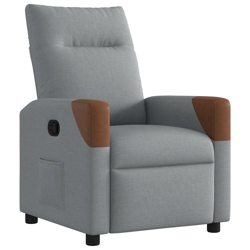 Poltrona | Sedia Relax Reclinabile in Tessuto Grigio Chiaro