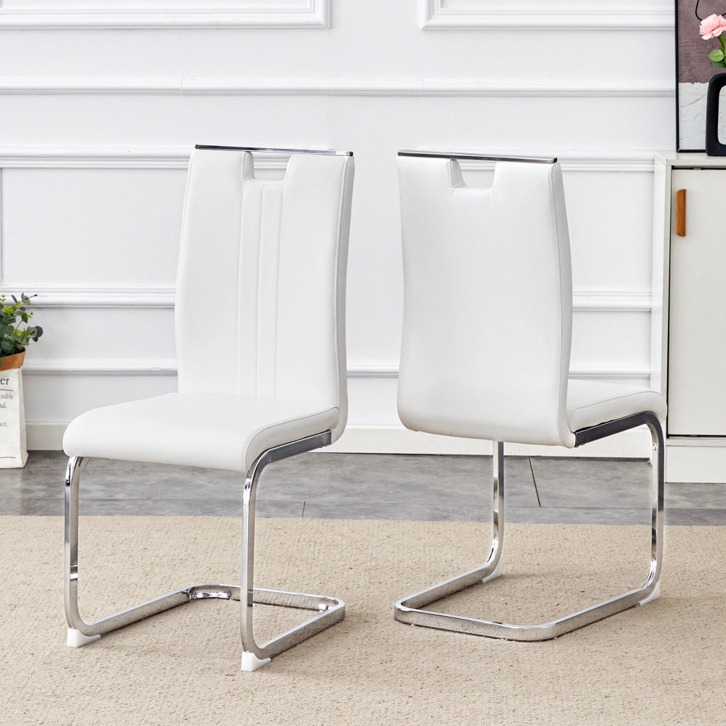 Set 2 Sedie da Pranzo in PU ¨C MINIMAL ¨C Bianche, Design Moderno