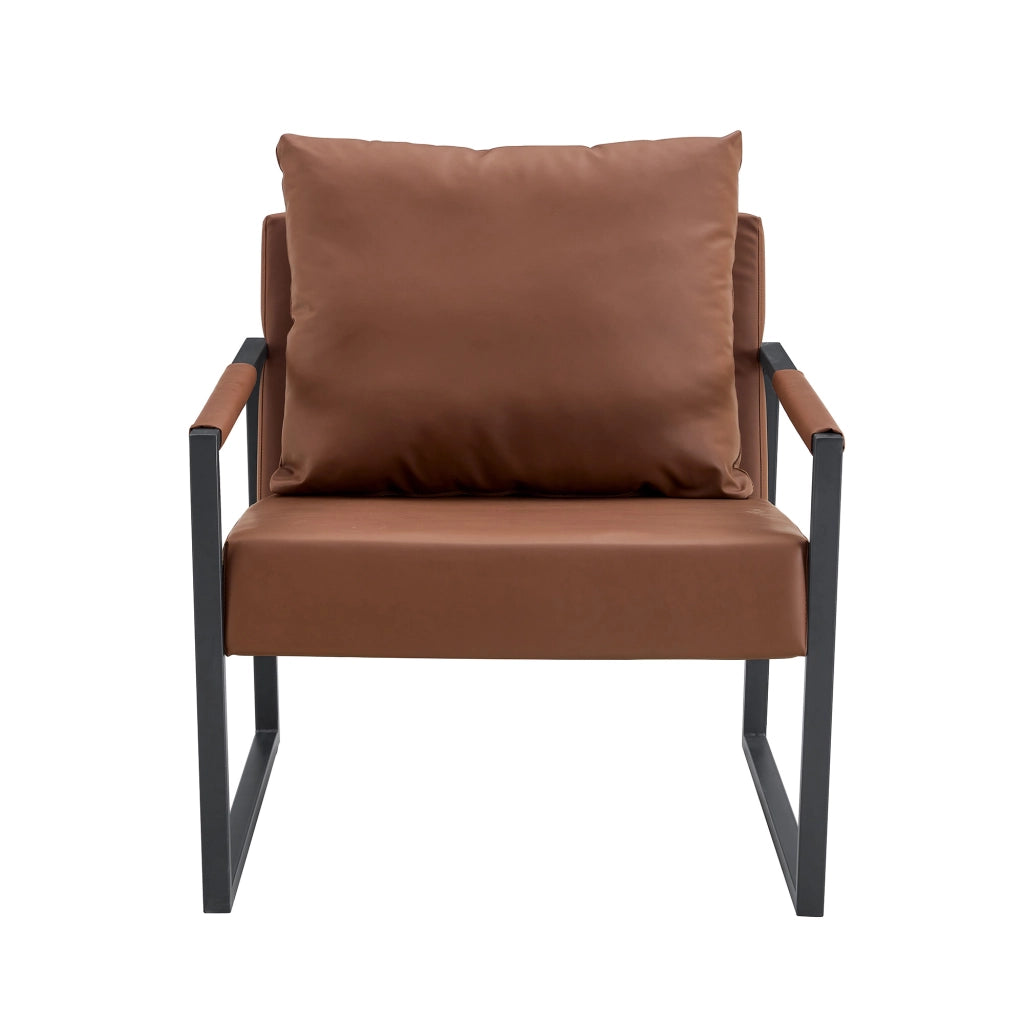 POLTRONA Relax 79x65x28 cm Marrone in PU e Metallo con Braccioli