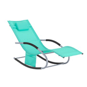 SoBuy Lettino Sdraio da Giardino a Dondolo - Sedia a Dondolo da Esterno in Textilene Blu Pavone con Telaio in Metallo, 150x63x87cm, Lettino Prendisole per Terrazza, Piscina, Patio, OGS28-TB