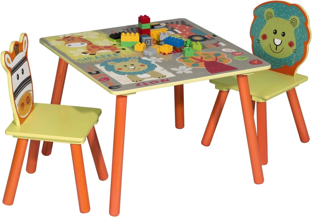 Tavolo e Sedie per Bambini Tavolino con 2 Sgabelli Set Mobili per Soggiorno in Legno