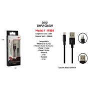Trade Shop - Cavo Simply Colour Per Iphone Ipad Ipod 5volt - 2000ma 2,50mt Maxtech F-ip004 -