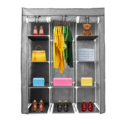 Armadio Vestiario In Tessuto Con Ante Con Cerniera Nyana Home Misure 170x130x45cm Grigio