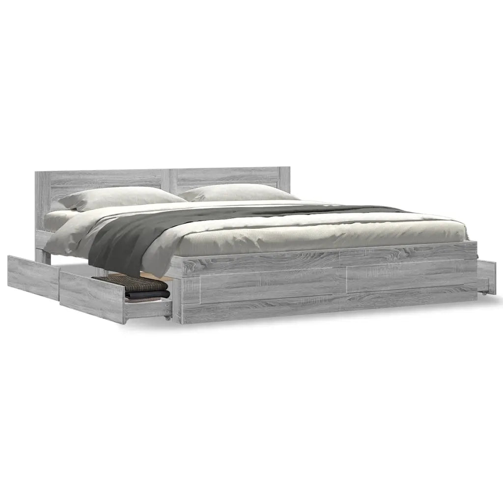 Giroletto Testiera Grigio Sonoma 180x200 cm Legno Multistrato 3295546