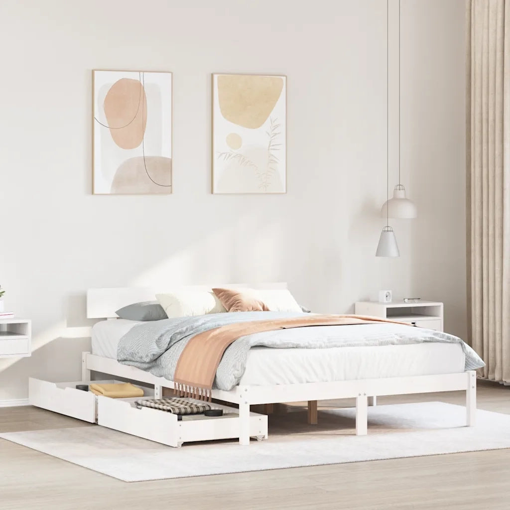 vidaXL Letto senza Materasso Bianco 160x200 cm Legno Massello di Pino