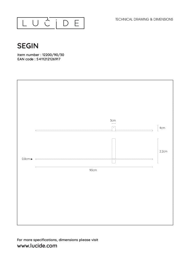 Applique Lucide Segin LED 10W 2700K nera in alluminio