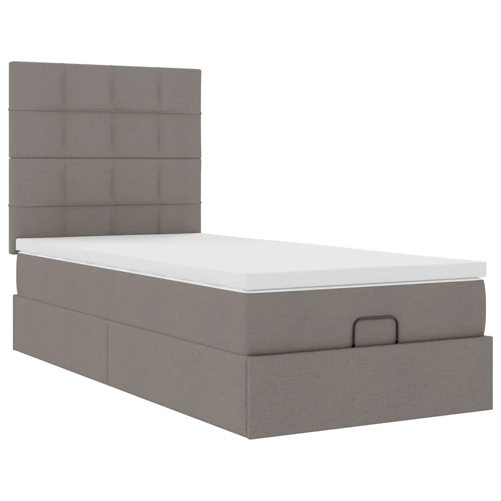 Struttura Letto Pouf con Materasso Tortora 100x200cm in Tessuto 3313986