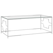 Tavolino da CaffÃ¨ Argento 120x60x45 cm in Acciaio Inox e Vetro cod mxl 17949