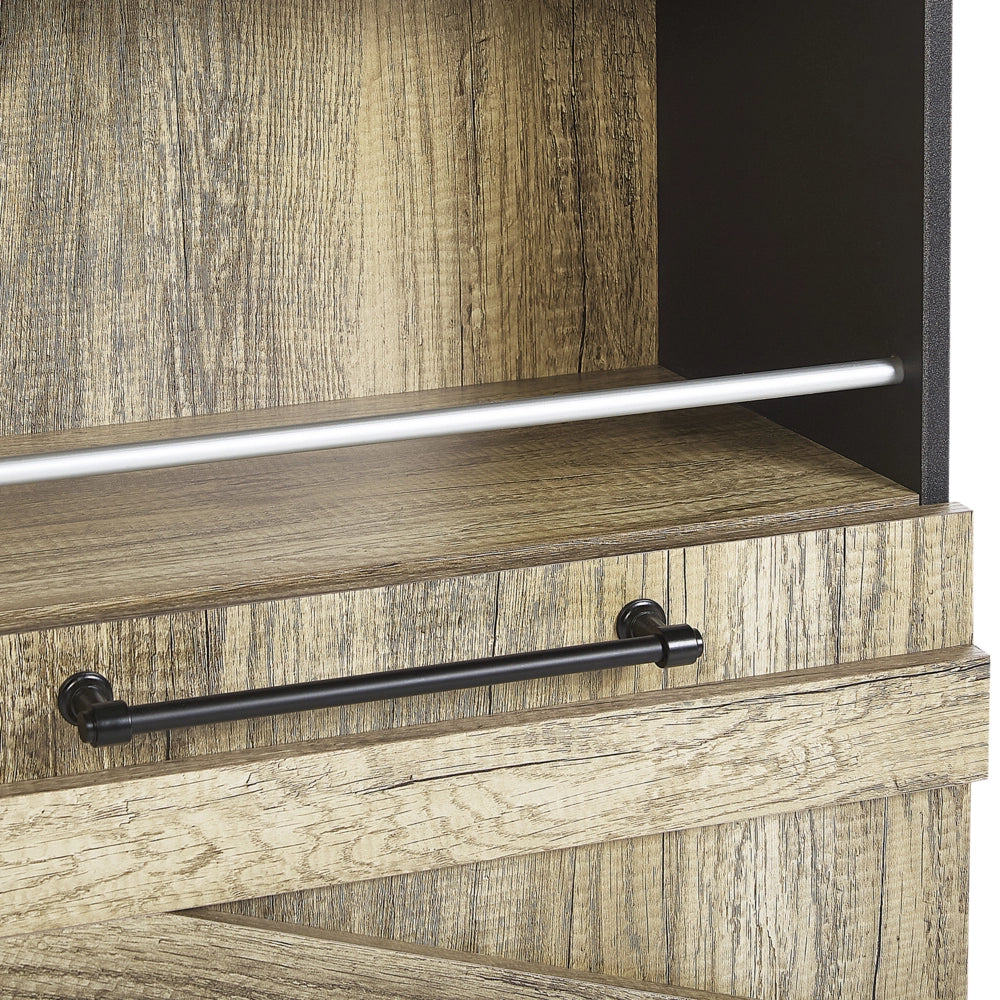 Libreria in legno chiaro e truciolare di color nero 163 cm design rustico soggiorno