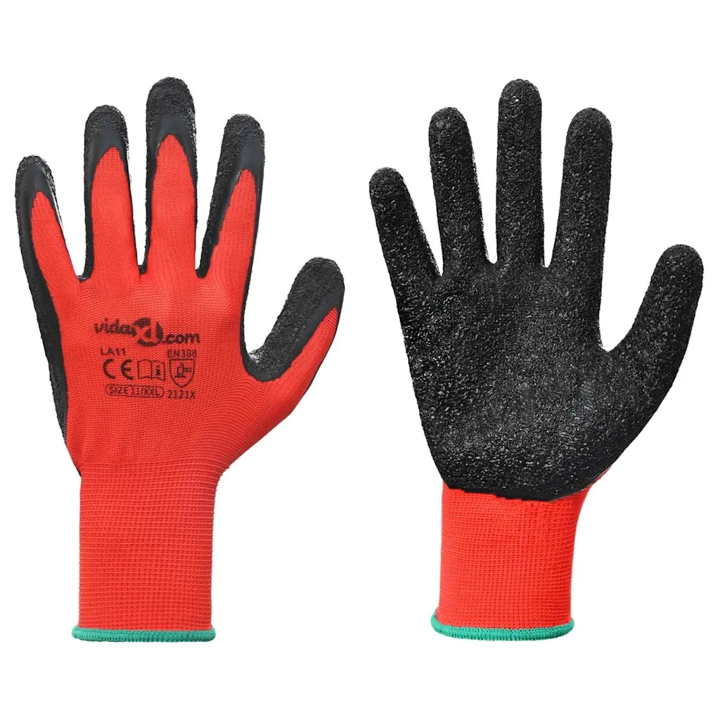 Guanti da Lavoro 12 pz Rosso e Nero 11 / XXL CFW5371990