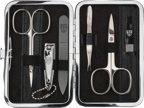 Set di manicure 6 pezzi - Contenitore in pelle di alta qualità nera in stile Genova