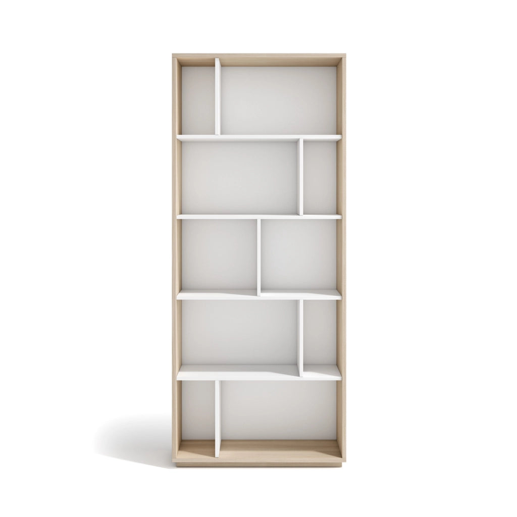 Libreria Herdasa effetto noce chiaro e bianco 191x80x32