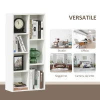 Libreria Moderna a Cubi con 7 Ripiani, in Legno Truciolato, 50x24x106 cm, Bianca