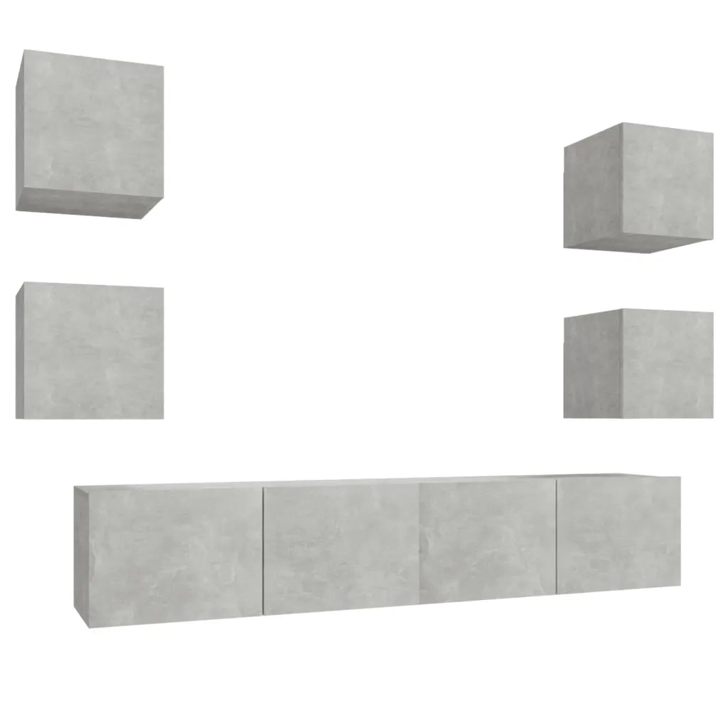 Set di Mobili Porta TV 6 pz Grigio Cemento in Legno Multistrato 3114257