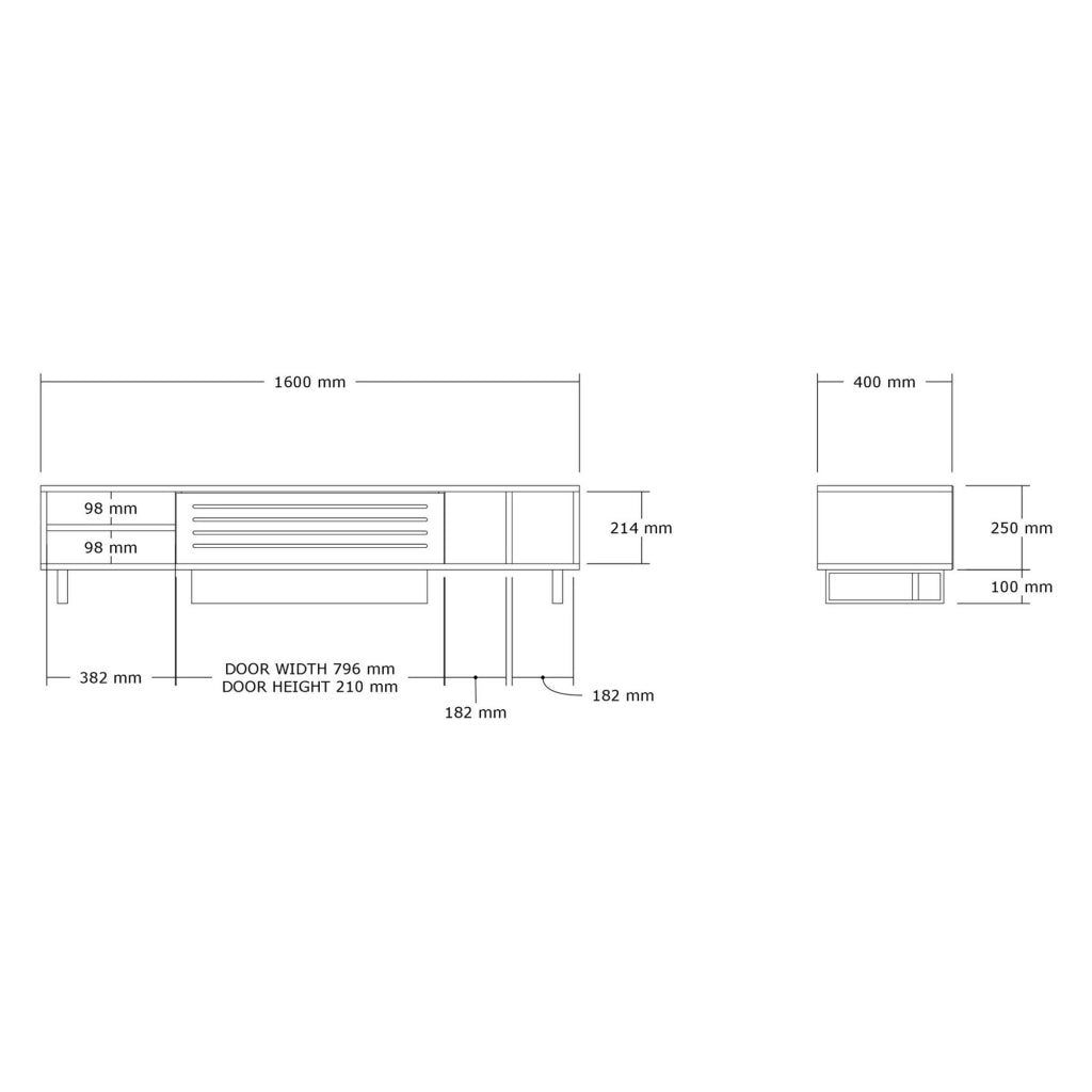 Sovico, Mobile Porta tv un Ripiano, 160x40x35h cm Nero Antracite