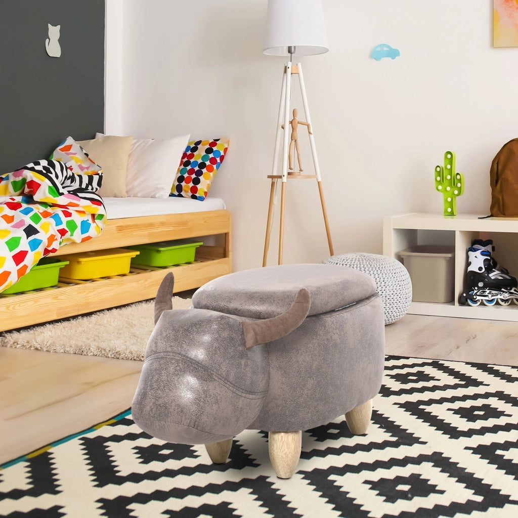 Pouf con Contenitore ¨C zephmum ¨C Marrone, Sintetico, Gambe in Legno