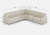 Divano Angolare 7 Posti 281x281x85 cm Karay in Tessuto Latte