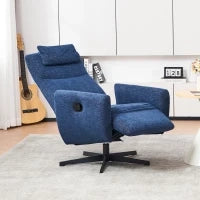 Poltrona relax reclinabile con base girevole e schienale regolabile, 67x80.5x110 cm, Blu