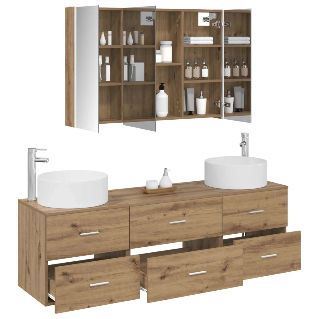 Set di mobili per il bagno 4 pcs Rovere Artigianale 3407070