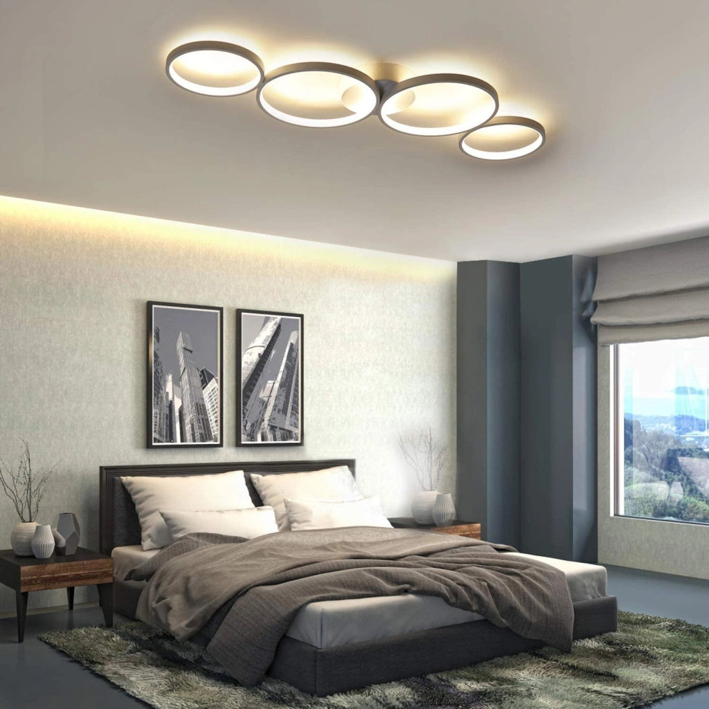 ZMH Lampada da soffitto LED moderna 4 anelli fiamma telecomando per soggiorno