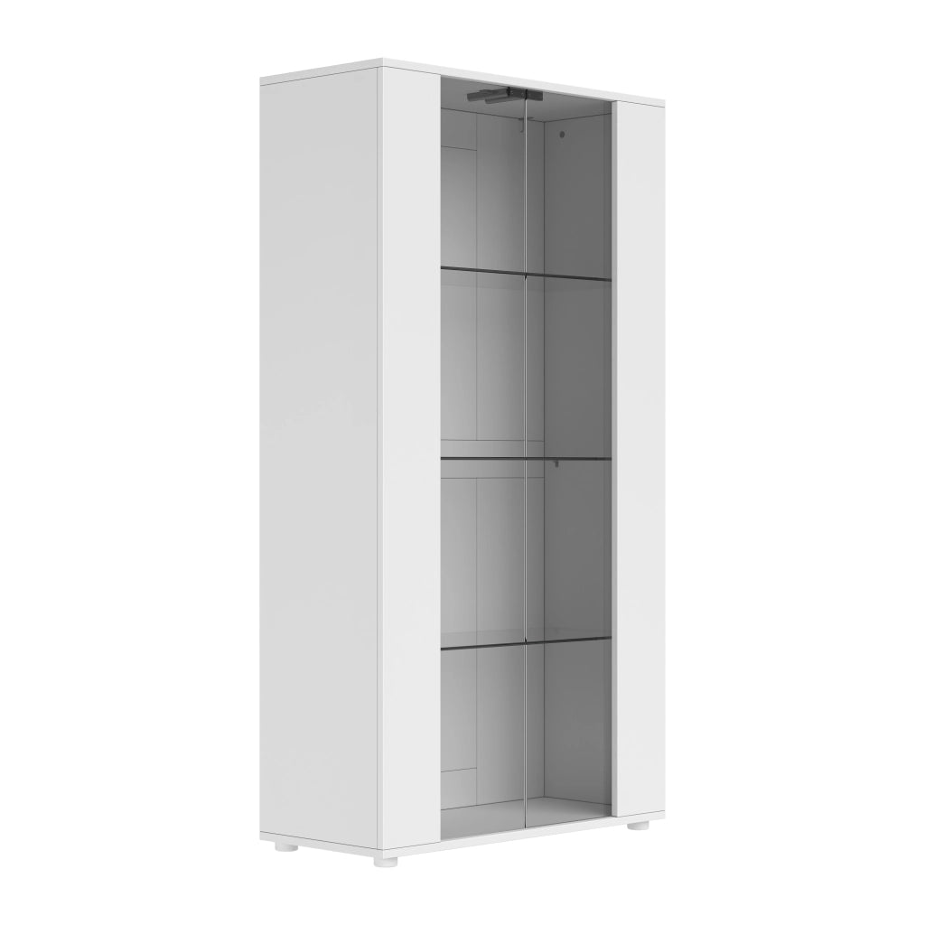 Vetrina con 2 ante in vetro e 4 ripiani - per soggiorno - 80×36×150.5 cm - bianco