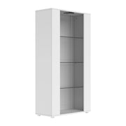 Vetrina con 2 ante in vetro e 4 ripiani - per soggiorno - 80×36×150.5 cm - bianco