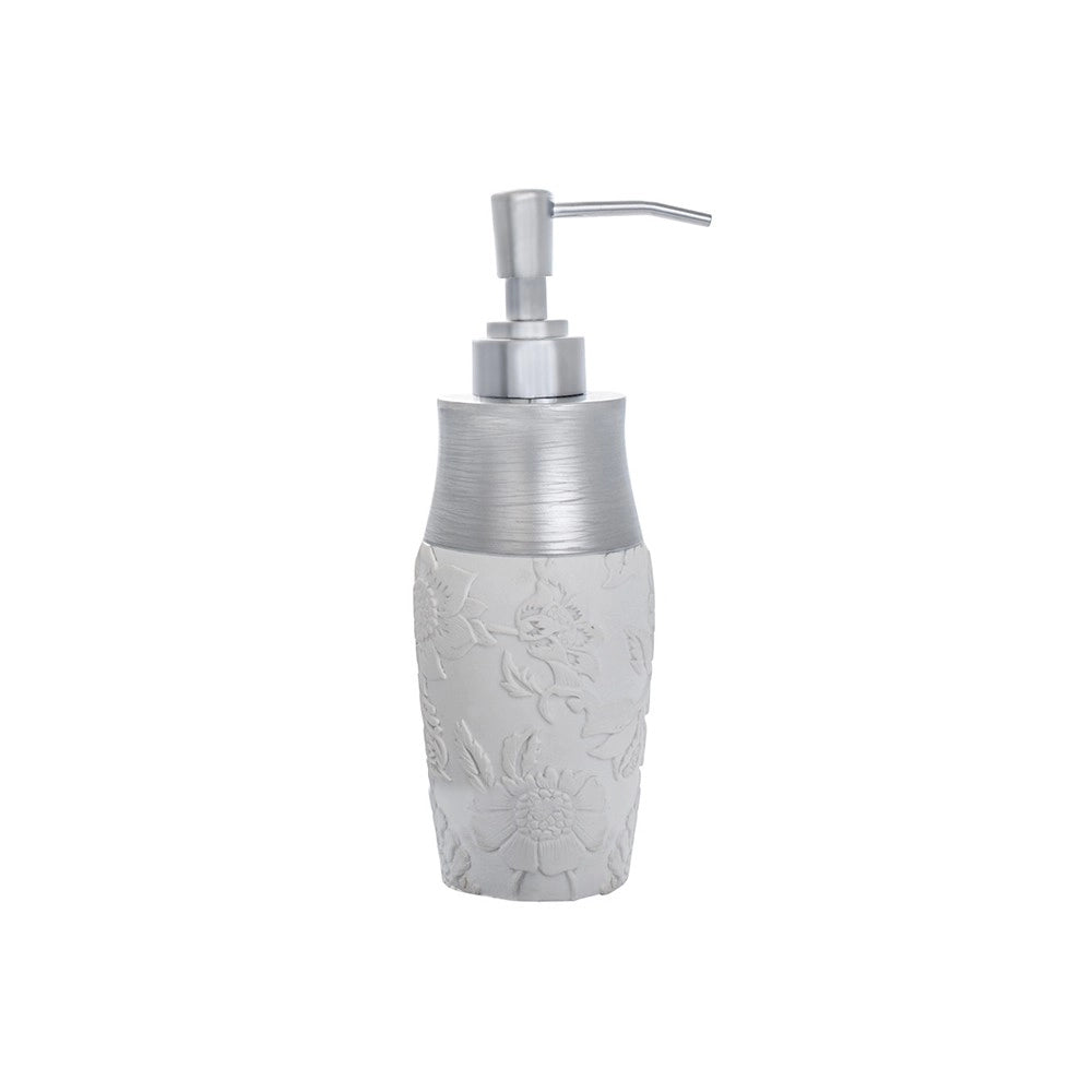Dispenser bianco/argento in resina - serie damasco