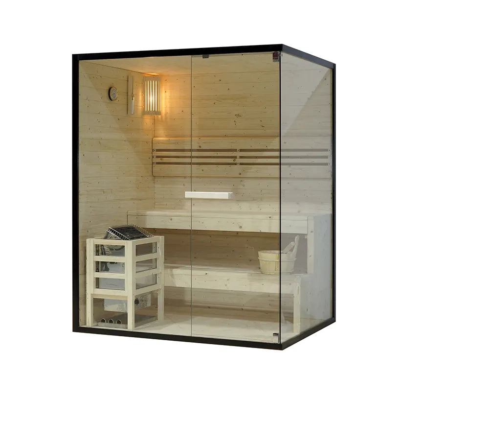Sauna finlandese da interno 2-3 persone 150x120cm h190 in legno di abete | Kivi