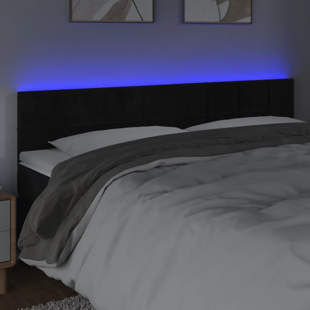 Testiera | Testata a LED Nera 180x5x78/88 cm in Velluto