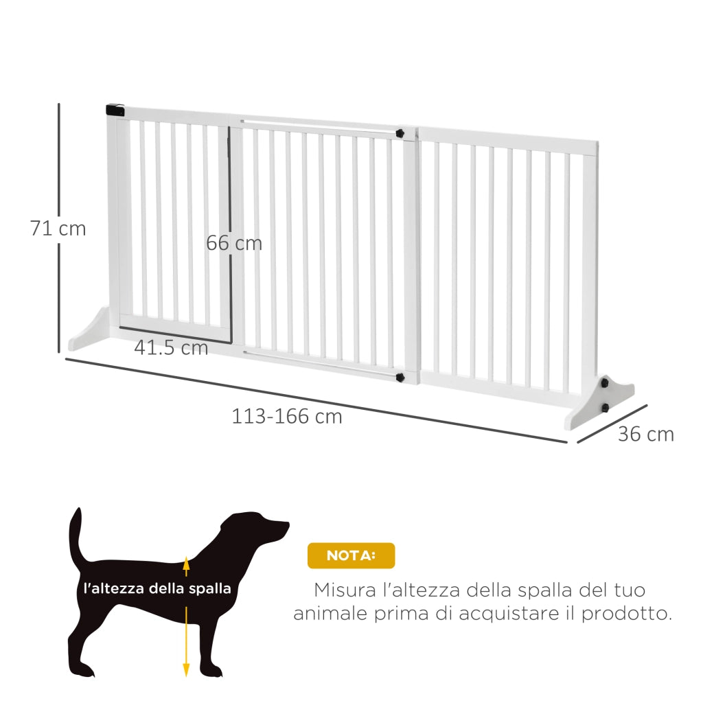 Cancellino per Cani a 3 Pannelli ¨C Zephmum ¨C Legno di Pino Bianco 113-166x36x71 cm