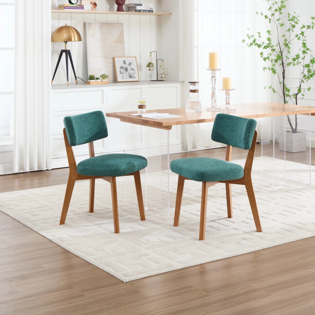 Sedia da pranzo imbottita ergonomica con schienale e gambe in legno facile da pulire per casa e ufficio verde