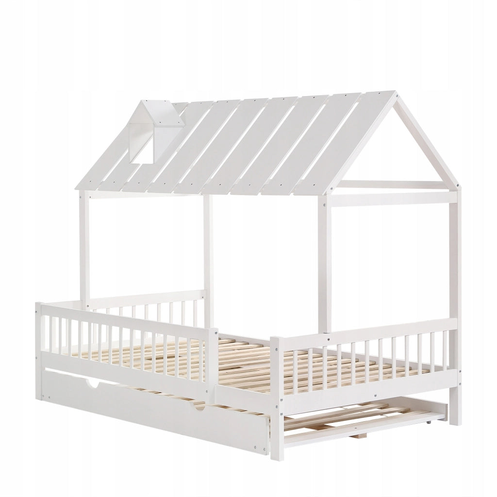 Letto singolo 120x200 - Xylo - Bianco con cassetti e comodino