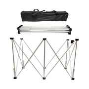 Tavolo da lavoro pieghevole a fisarmonica con 6 gambe, struttura in alluminio 116x61x72cm