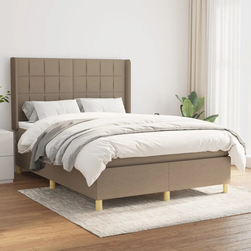 Giroletto a Molle con Materasso Tortora 140x190 cm in Tessuto