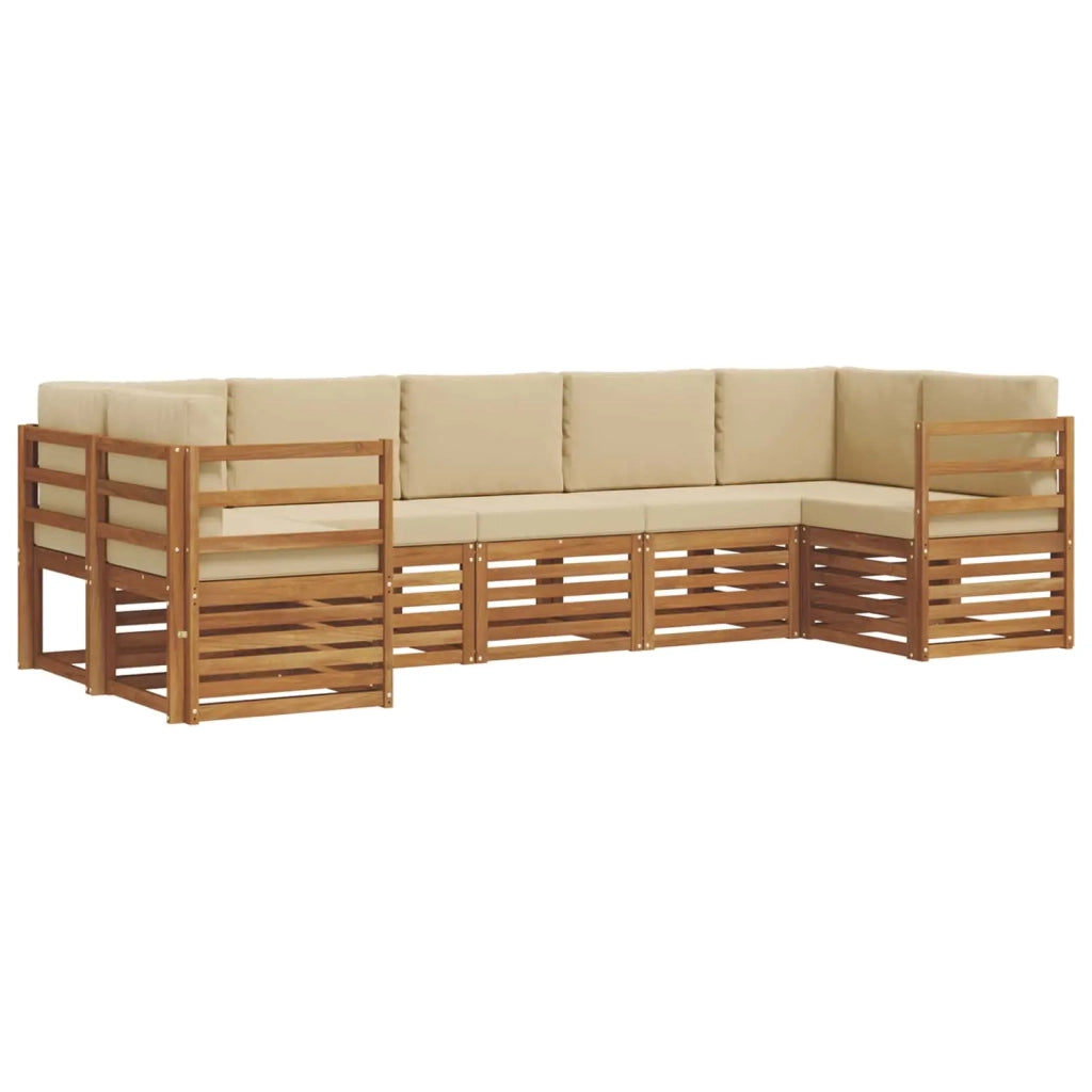 Set divano sezionale con cuscino 7 pcs Naturale e Beige 3375393