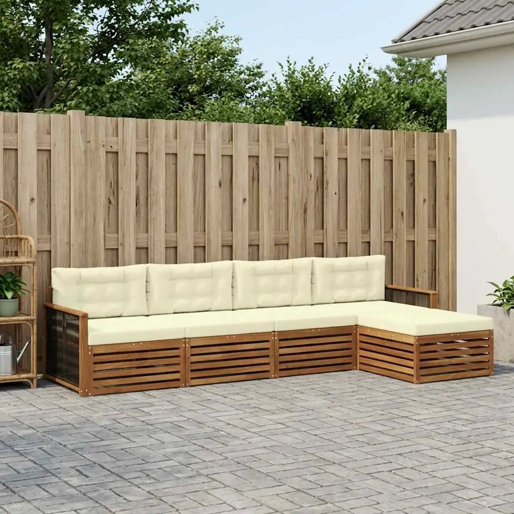 Set di divani da esterno con cuscino 5 pcs Naturale e Crema