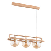 Lampada sospensione legno vetro ambra 3xE14 Frif Alfa