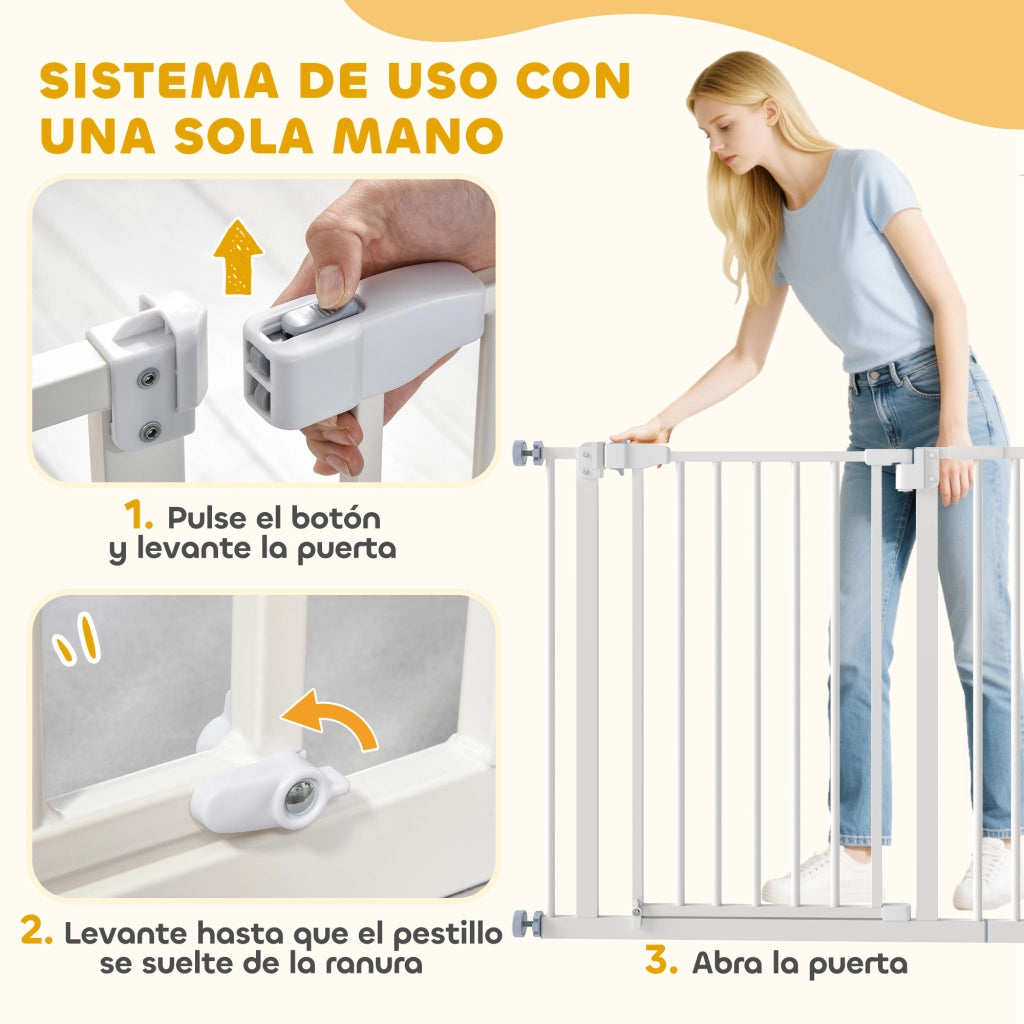 Porta per Cani Regolabile con Chiusura Automatica ¨C zephmum ¨C Bianco 74-97.5x76.2 cm