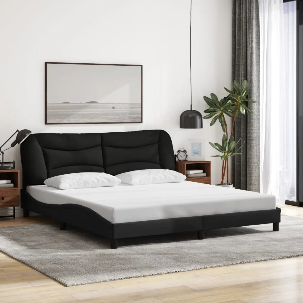 Giroletto con LED senza Materasso Hvar Nero 180x200 cm in Tessuto 3213720